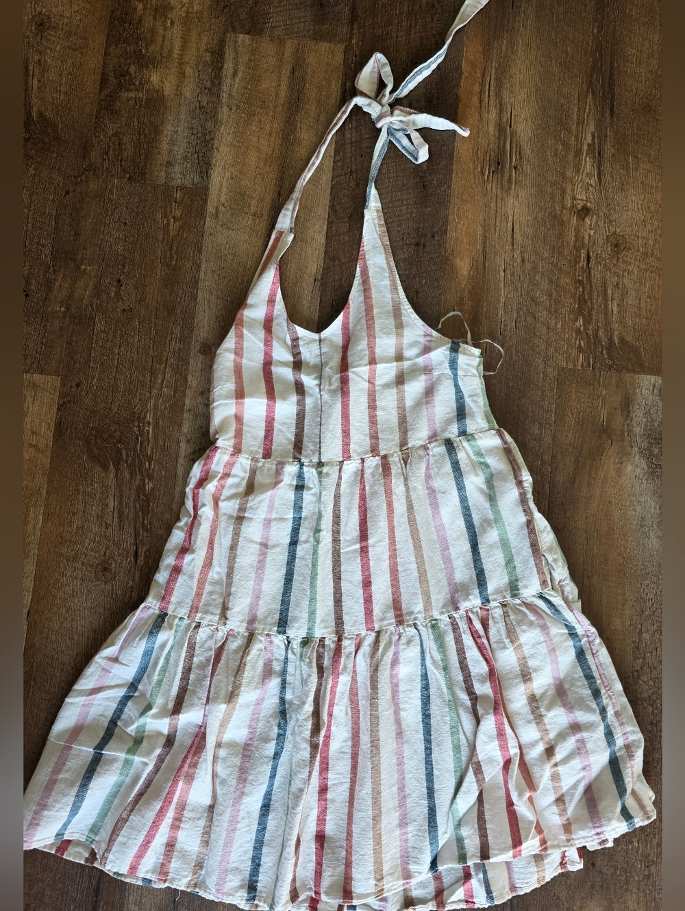 American Eagle Striped Halter Top  Dress Cream with Multicolor Stripes Size M